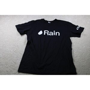 Rain Shirt‎ Mens Large Black Short Sleeve Crewneck Promo Tee 100% Cotton Logo